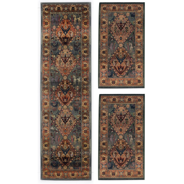 Theko Gabiro Flatweave Green/Brown/Blue Rug Wayfair.co.uk